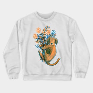 Dog and Flowers Crewneck Sweatshirt